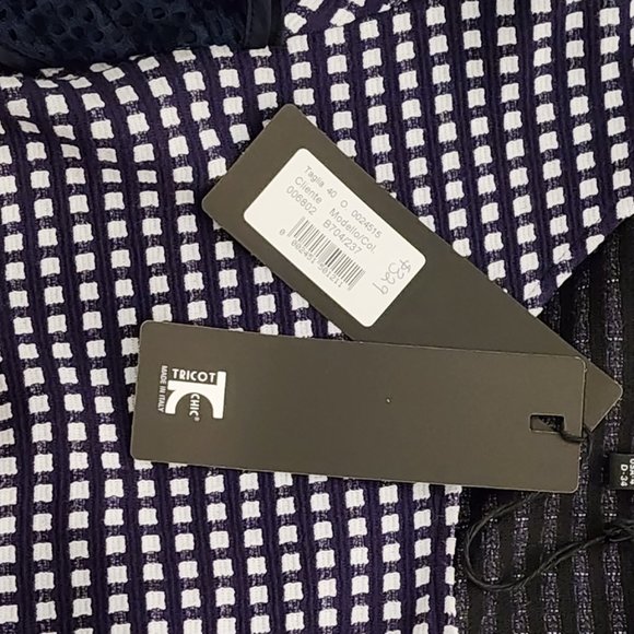 NWT: Tricot Chic Navy & White Checkered Plaid Tunic Dress Made in Italy - Picture 12 of 12